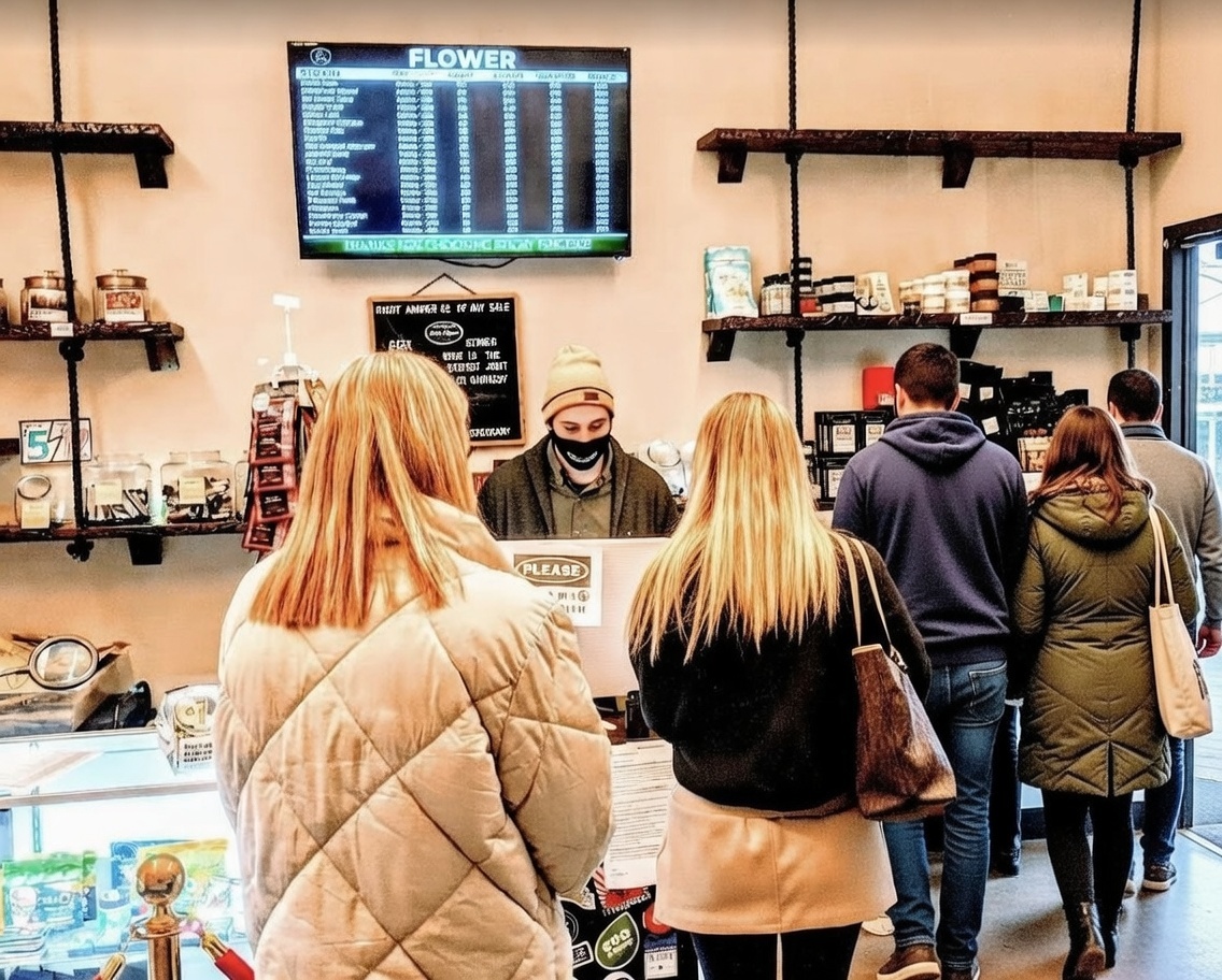 RiNo Denver weed dispensary interior with quality products at Sticky Fingerz