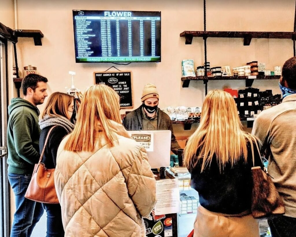 Elyria-Swansea Denver weed dispensary interior with quality products at Sticky Fingerz